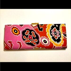 Banana Republic Silk Pink multi paisley Evening Clutch Purse With Bamboo Clasp